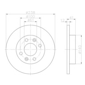DISK PREDNJI RENO 19 - CLIO -2005 238x10mm JURID