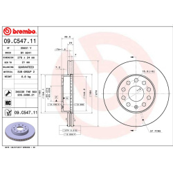 DISK PREDNJI 24x276 GOLF 7 - OKTAVIA 2012- BREMBO