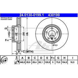 DISK PREDNJI BMW X5 X6 F15 F16 ATE