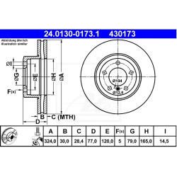 DISK PREDNJI BMW E60 2.0-3.0 2004-2010 ATE