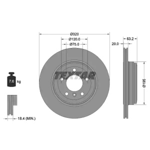 DISK ZADNJI VENTILIRAJUCI BMW E60-E63 3.0d -2010 TEXTAR