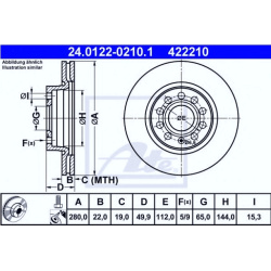 DISK PREDNJI 22x280mm GOLF 6 -2019 ATE