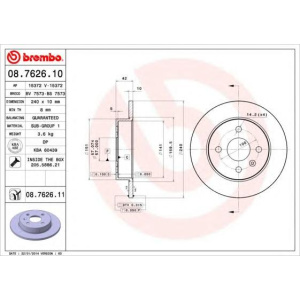 DISK ZADNJI ASTRA G-H 1998-2014 4 rupe 240x10mm BREMBO