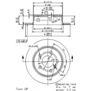 DISK ZADNJI 258x08 MB A/B-KL -12B