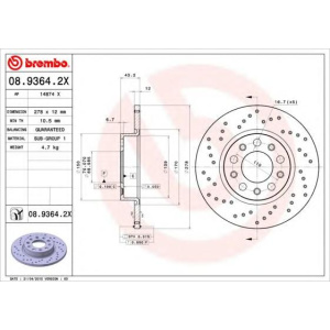 DISK ZADNJI 278x12mm ALFA-159 - FIAT 500X BREMBO bušeni