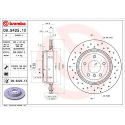 DISK ZADNJI VENTILIRAJUCI BMW E60-E63 3.0d -2010 BREMBO bušeni