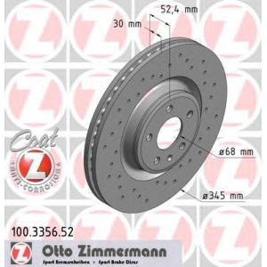 DISK PREDNJI AUDI A6-A7-PORSCHE 2011-2020 BUŠENI 30x345mm ZIMERMAN