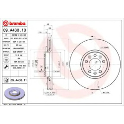 DISK PREDNJI VENTILIRAJUĆI 304x28 PEZO-CITROEN C5 2008- BREMBO