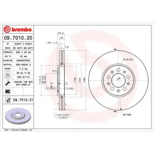 DISK PREDNJI POLO-FABIA-OCTAVIA-GOLF 4 1997-2022 BREMBO 25x288