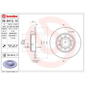 DISK ZADNJI 10x272 mm GOLF 5 - OKTAVIA 2009- BREMBO