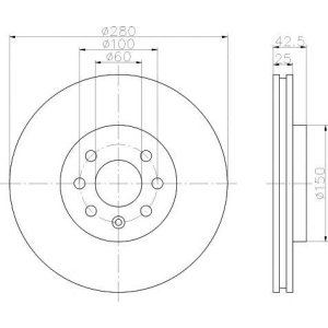 DISK PREDNJI VENTILIRAJUCI . 280X25 CORSA C /CO 01-T