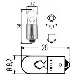 SIJALICA 12V - 4W T4W (postolje: BA9s)  HELLA