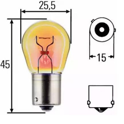 SIJALICA 12V-21W zuta PY21W (postolje: BAU15s) HELLA