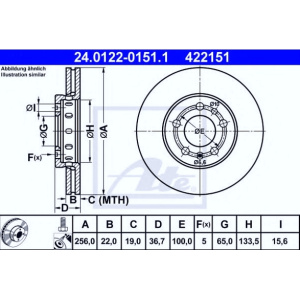 DISK PREDNJI AUDI A3 - GOLF 4 1997-2017 22x256 mm ATE