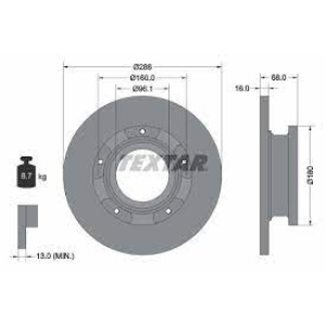 DISK ZADNJI FORD TRANSIT-TOURNEO 2012-2018 16x288mm TEXTAR