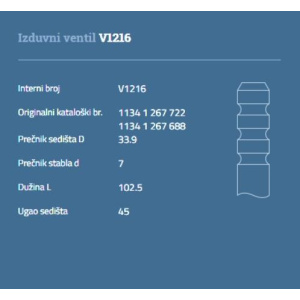 VENTIL IZDUVNI  BMW M20 2.0    AV